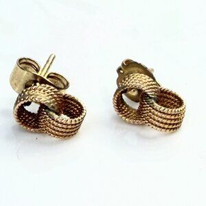 Vintage 14K Gold Knot Stud Earrings Textured Love Knot Design JR1478